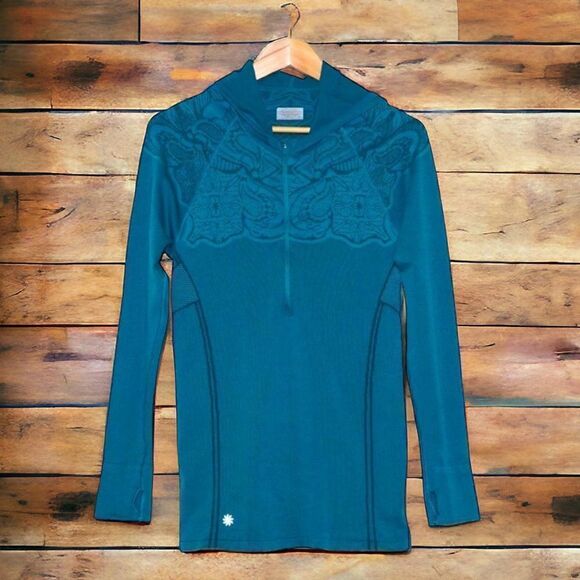 Athleta Twist Half Zip Seamless Teal Top S - Picture 1 of 8